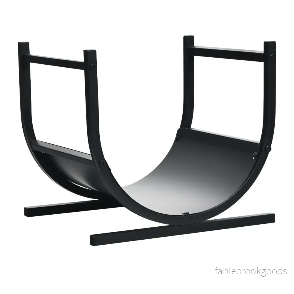 U – formad vedställ i metall trästapelhållare med stabil bas – 43 x 37 x 39,5 cm – Svart - Bild 2