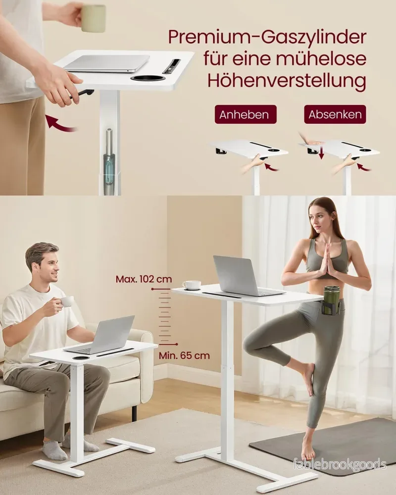 Sidobord – mobil med hjul och mugghållare – Cloud White - Bild 3