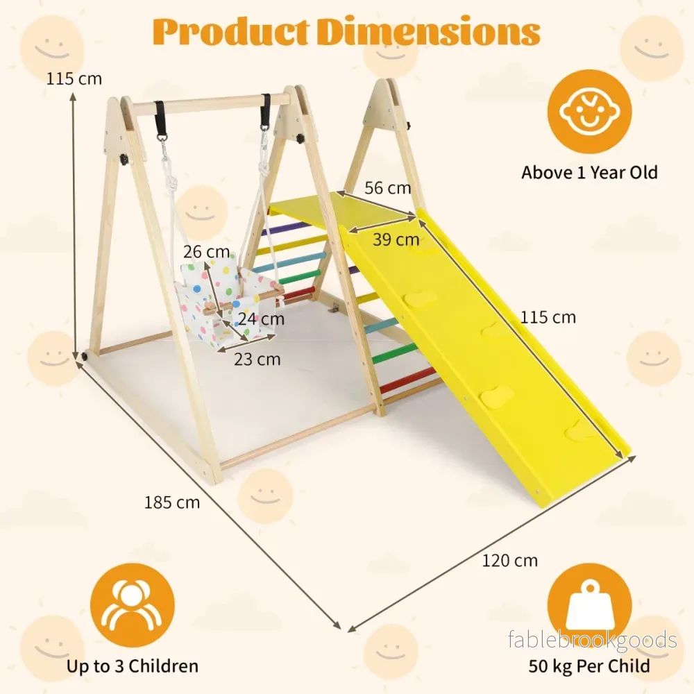 i – klätterställning med babyschaukeln och vilo plattform klätterramp stege Montessori set Flerfärgat – 4 1 – Flerfärgad - Bild 2