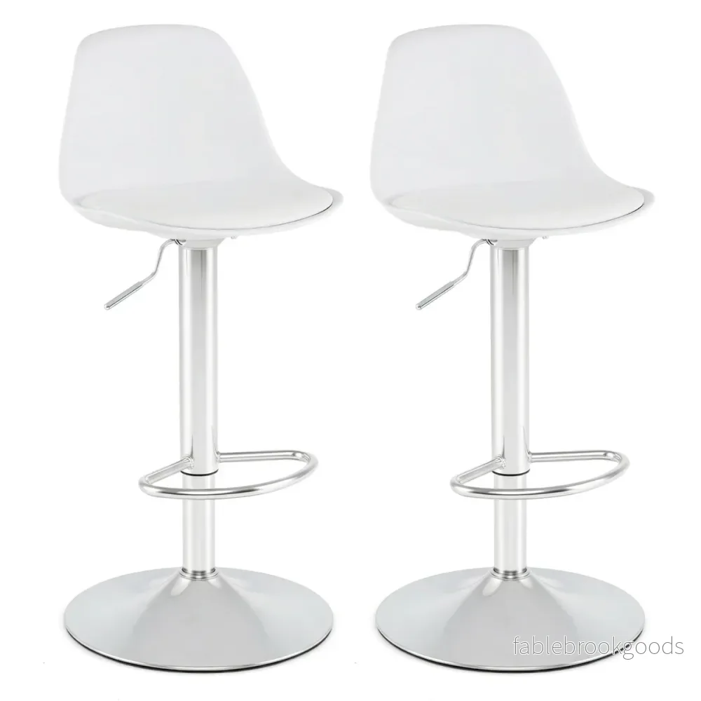 2er – Set Barhocker, 360° drehbar, Barstuhl, höhenverstellbar, Tresenhocker, Küchenhocker, weiß – Vit