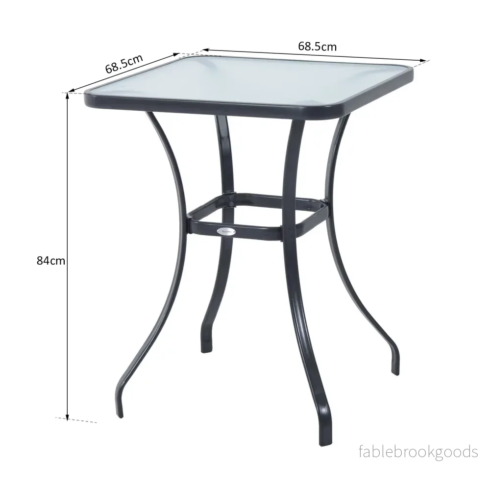 Fyrkantigt trädgårdsbord, väderbeständigt glas, 68,5 cm, svart - Bild 3