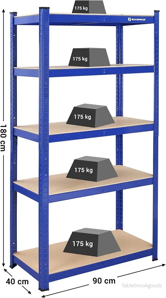 Förvaringsställ – Set med 2 – 5 justerbara hyllor – Blå - Bild 3