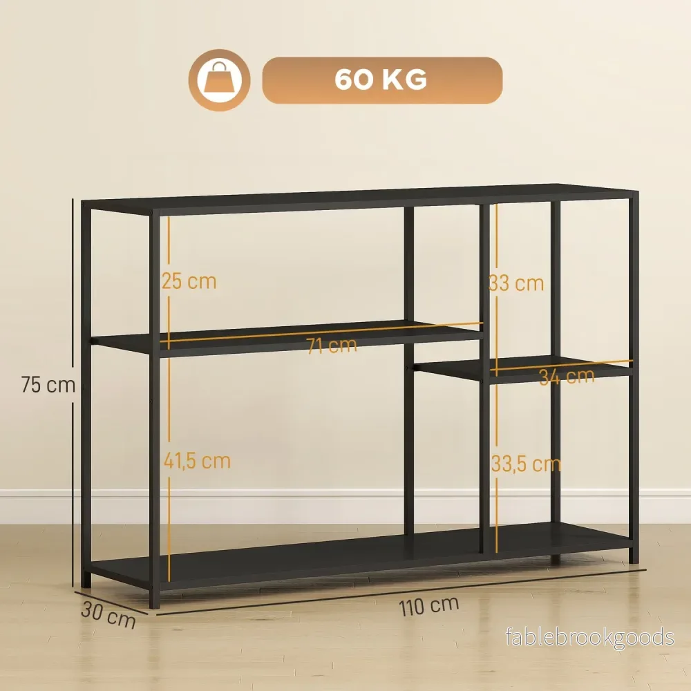 Konsolbord, 4 plan, stålstomme, för hall, vardagsrum, svart - Bild 3