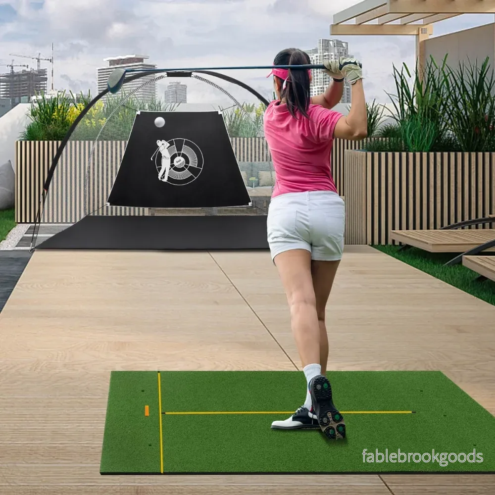 Golfslagmatta – gummi tees och uppriktningsstavar tee positioner Tjocklek – 2 2 6 152 x 92 cm 32 mm – Grön