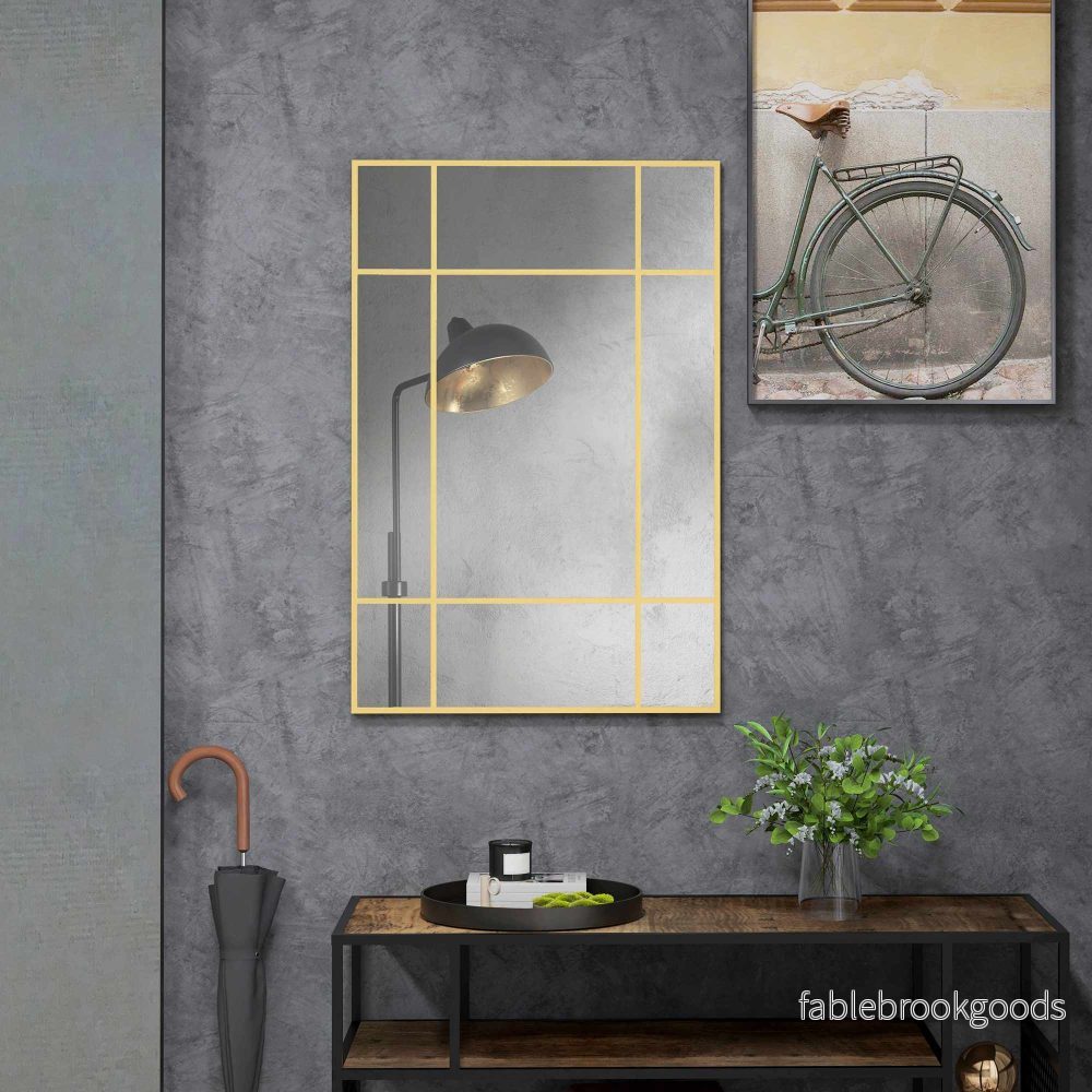 Väggspegel med guldfärgad metallram, 90x60 cm - Bild 2