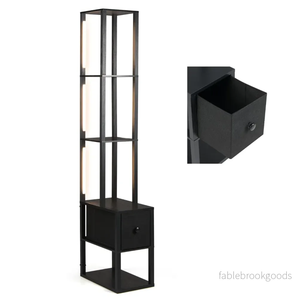 Golvlampa – med justerbar ljusstyrka modern stående sido bord – 43,5 x 26,5 x 169 cm – Svart