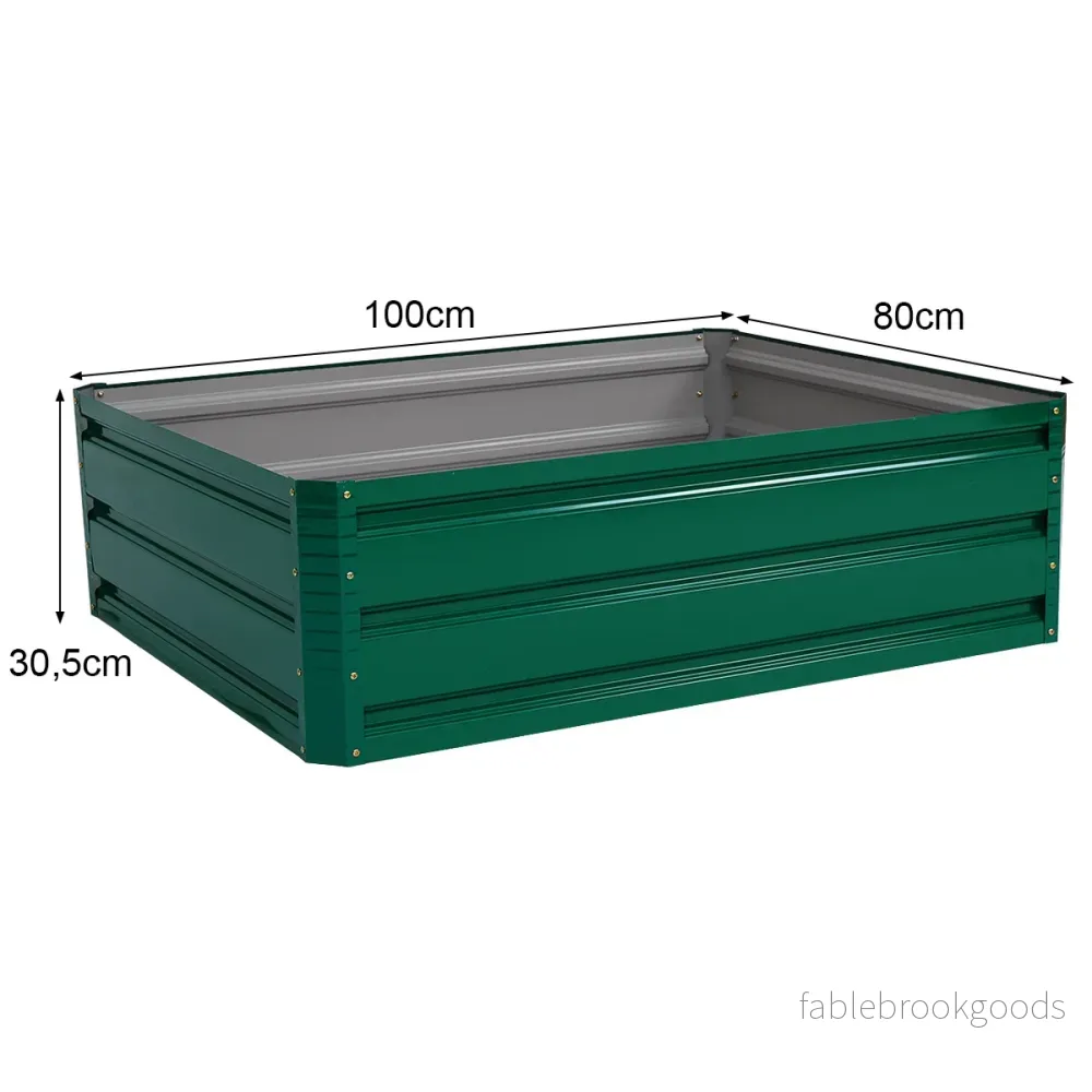 Högbädd – Stål Rektangulär Planteringslåda Höjdträdgårdsbädd För Grönsaker Blommor Krydder Grönt – 100 x 30,5 x 80 cm – Mörkgrön - Bild 2