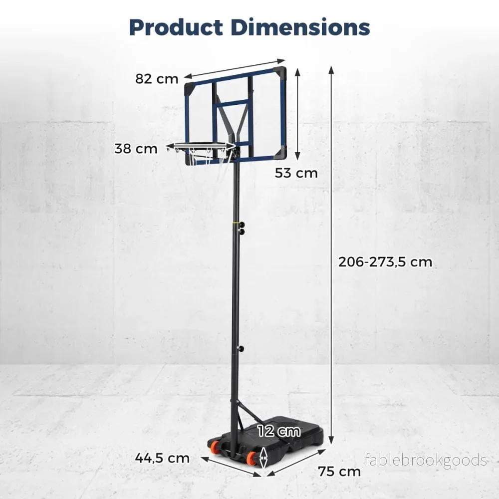 Höjjusterbart – basketställ Utomhus basketkorg med hjul och stativ Basketutrustning – Svart - Bild 2
