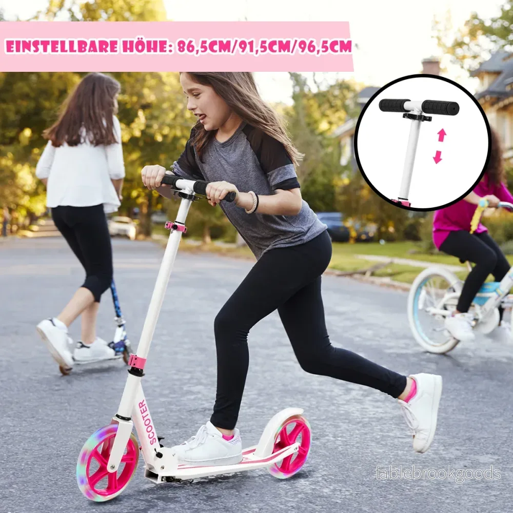 Scooter – Roller hopfällbar höjdjusterbar lastkapacitet med LED hjul – 100 kg 2 – Rosa - Bild 3