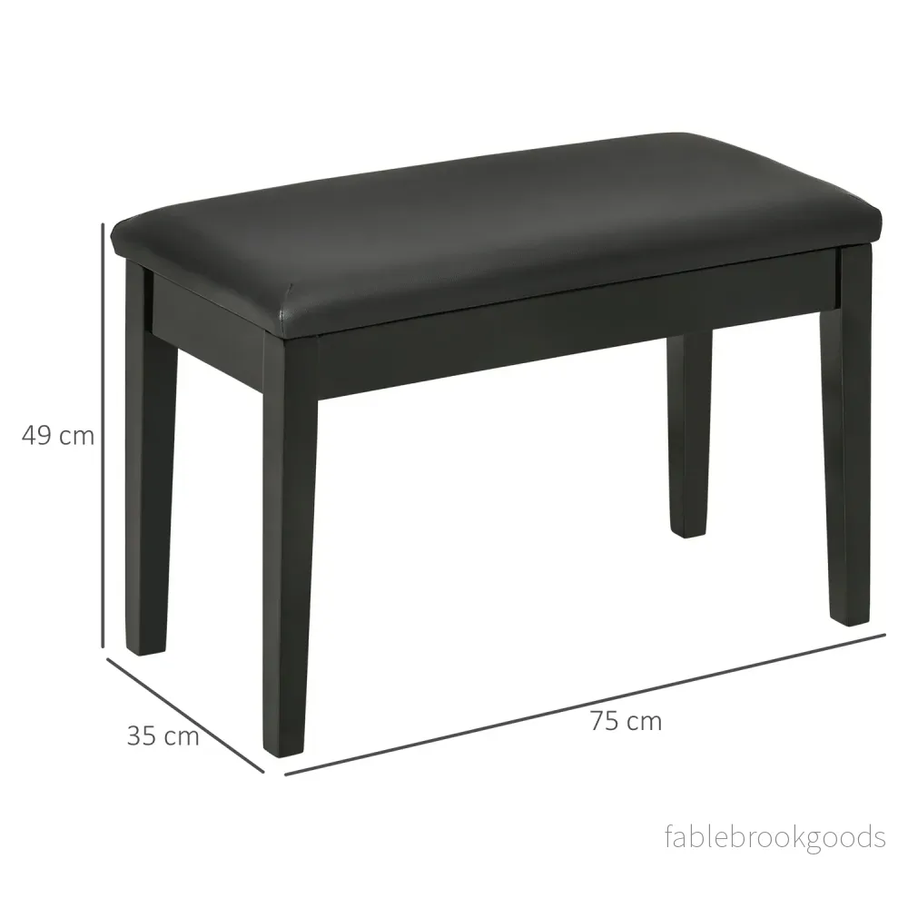 Höjdjusterbar svart pianobänk med förvaring, 75x35x49 cm - Bild 3