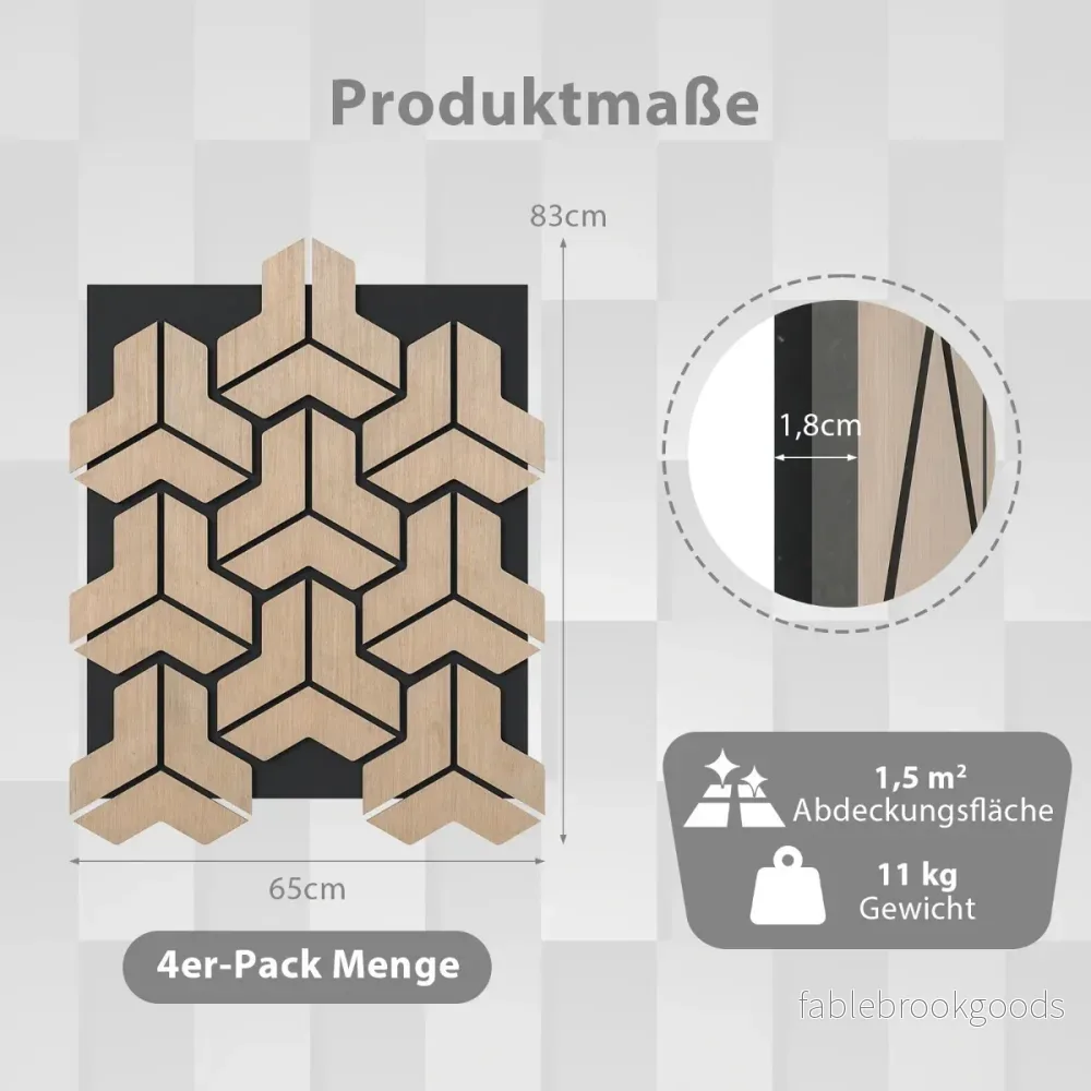 pack – akustikpaneler för väggar med oregelbundna träribbor Ljudabsorberande – 4 27 – Natur - Bild 2