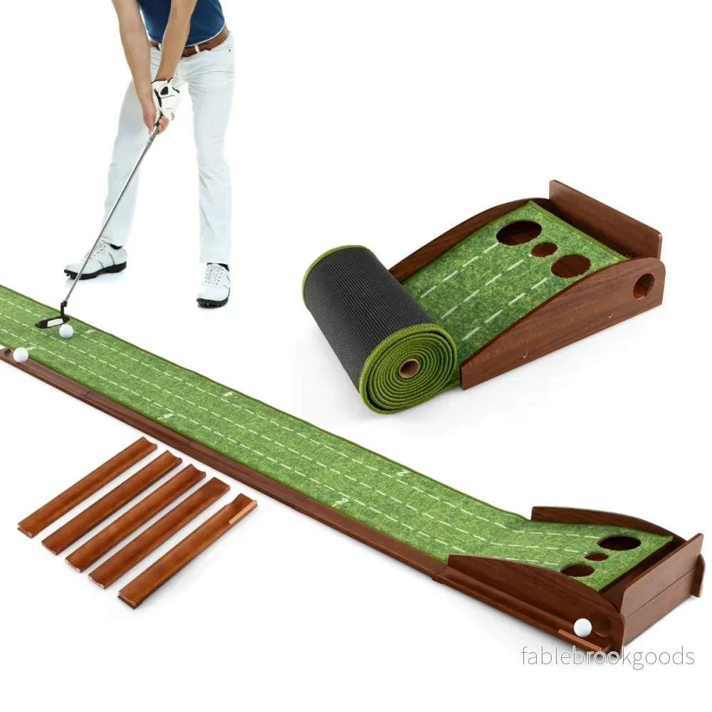 Golfputtmatta – med hål och golfbollar konstgräs Golfmatta Putting Trainer Green – 3 3 – Grön - Bild 2