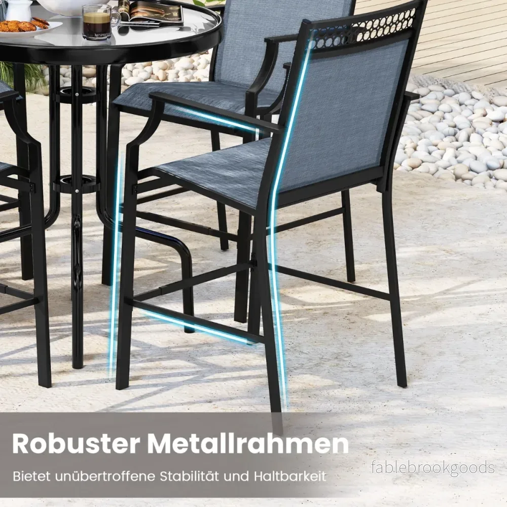 Set – med trädgårdsstolar snabbtorkande tyg, höga uteplatsstolar, balkongstolar – 2 – Blå - Bild 2