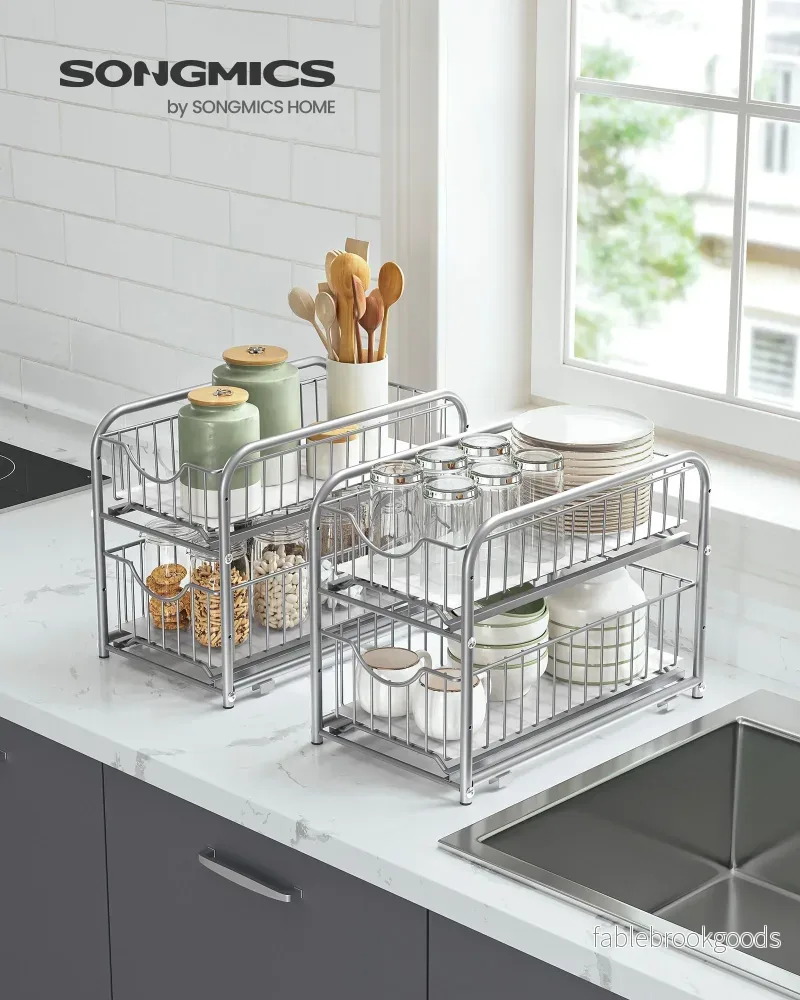 Köksskåpsorganisatör – Set om 2 – Metalliskt silver - Bild 2