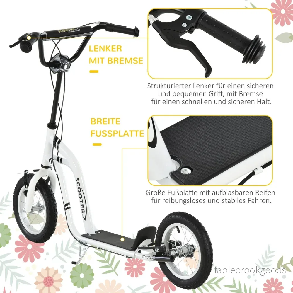 Cityscooter för barn – 12"" luftdäck, aluminium, vit - Bild 3
