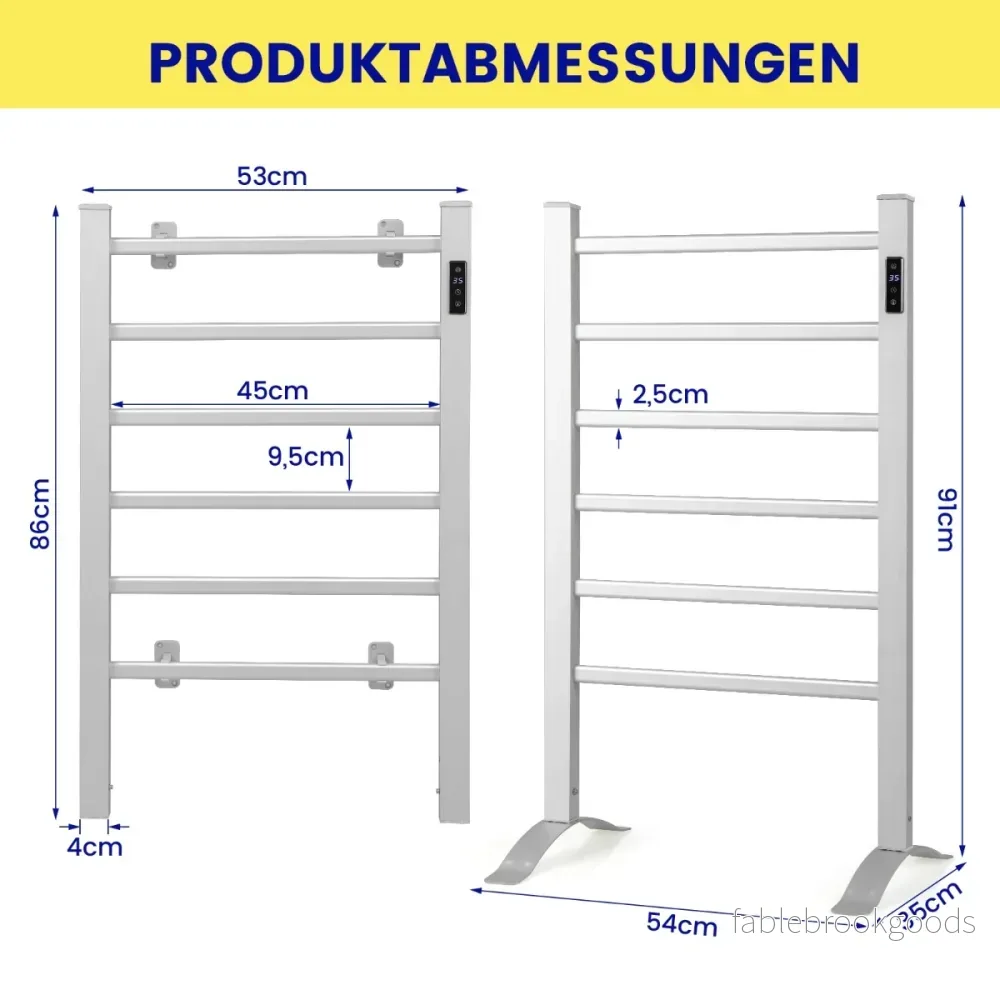 Elektrisk – handdukstork med timmars timer och överhettningsskydd LED display aluminium – 8 – Silver - Bild 2