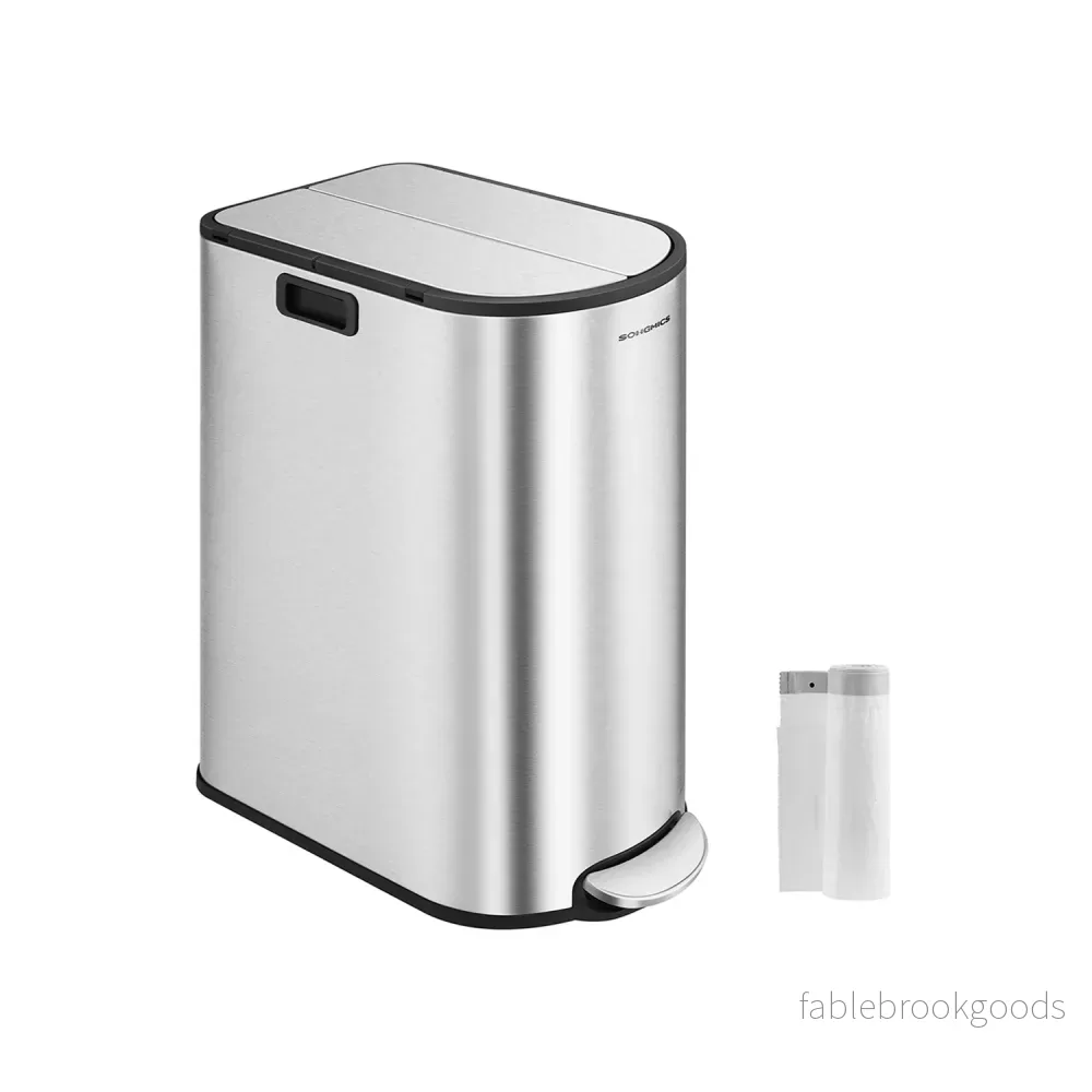 Avfallssepareringssystem – 2 fack – metalliskt silver Avfallssepareringssystem – 2 fack – metalliskt silver