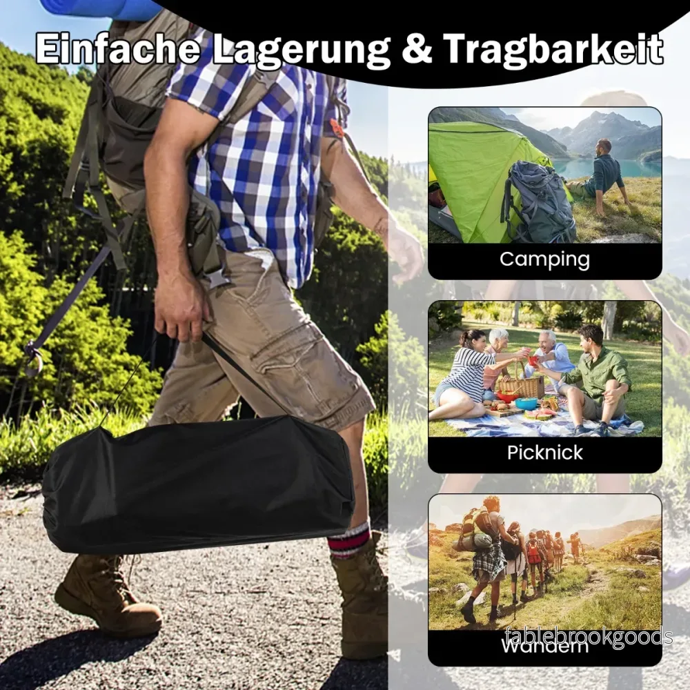 Campingbord – i aluminium för personer, hopfällbart picknickbord med bärväska – 4-6 – Svart - Bild 3