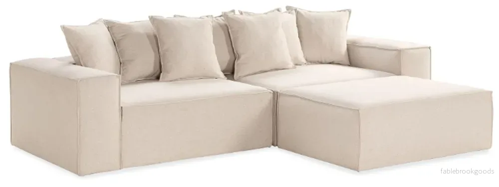 Stockholm L-shaped Sofa, Chenille Beige, removable & washable covers
