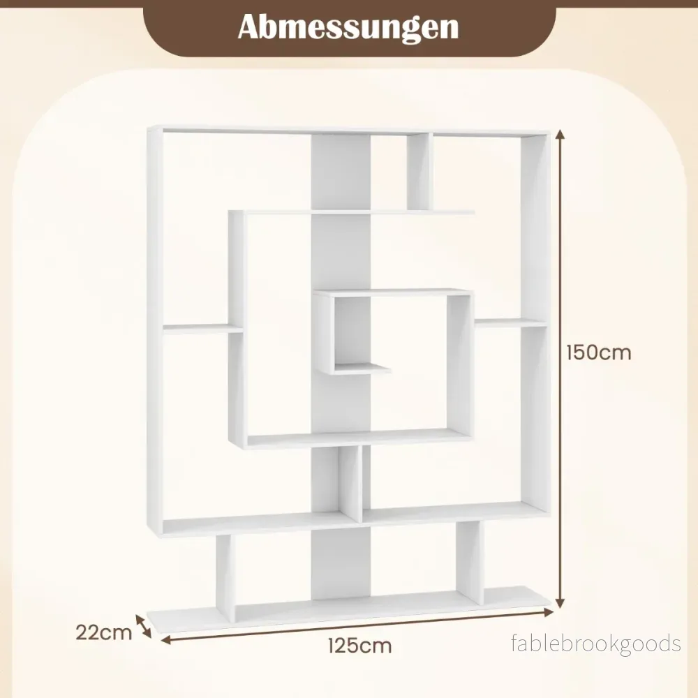 Bokhylla – med nivåer Rumsavdelare Geometrisk Stående Kontorshylla – 7 – Vit - Bild 2