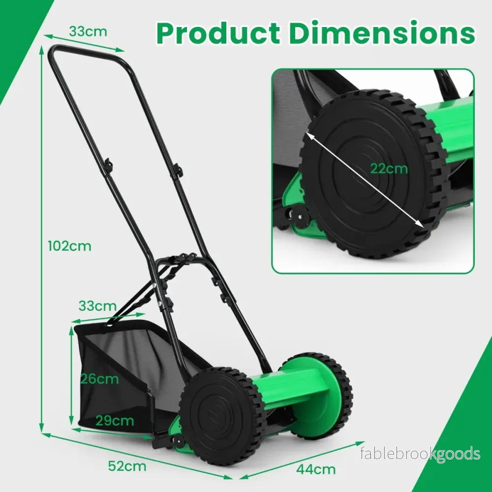 Spindelgräsklippare – Manuell med Skärbredd Liter Samlarbehållare – 30 cm 18,5 – Grön - Bild 2
