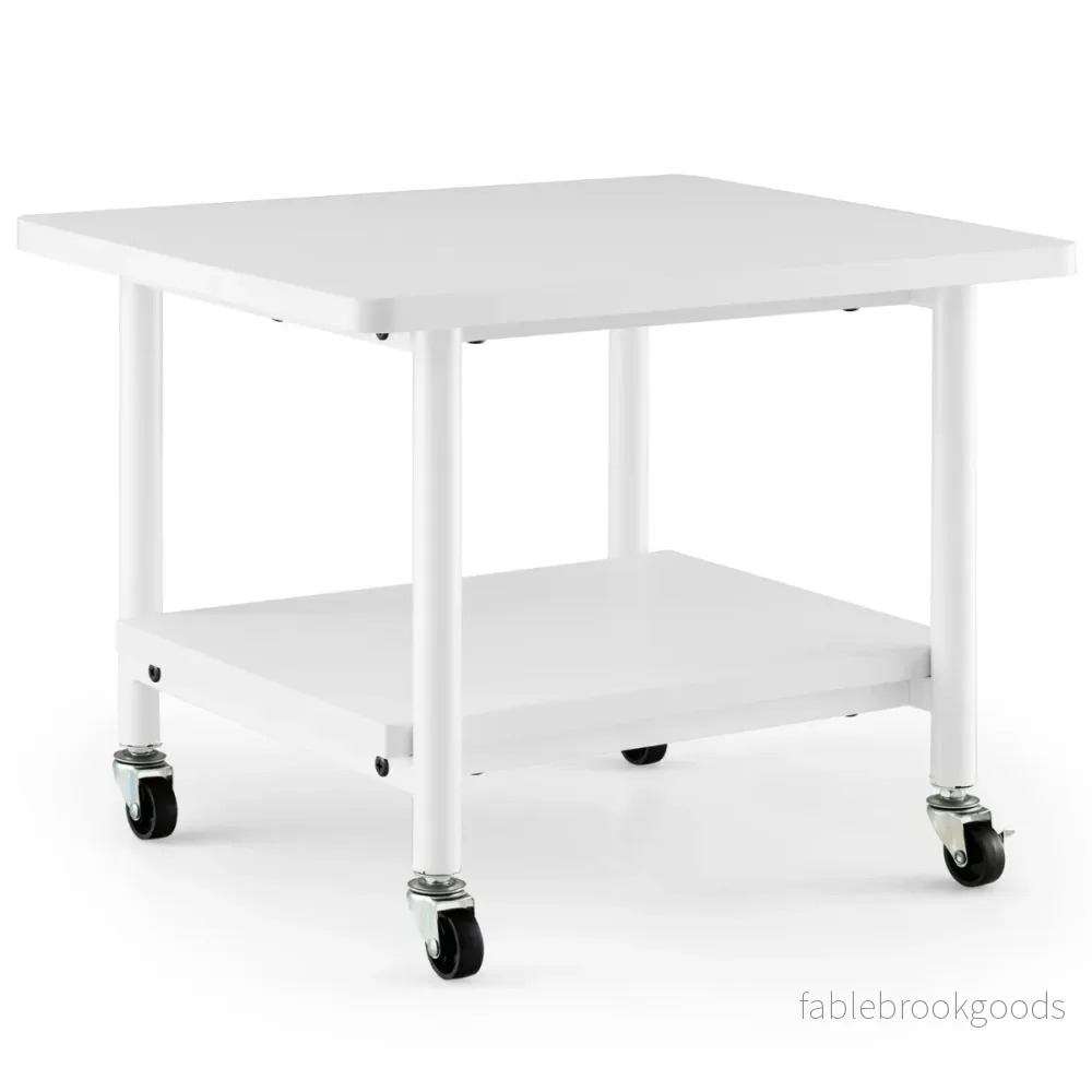 Skrivarbord – med nivåer och låsbara hjul Skrivarställ Skrivarvagn – 2 – Vit - Bild 3