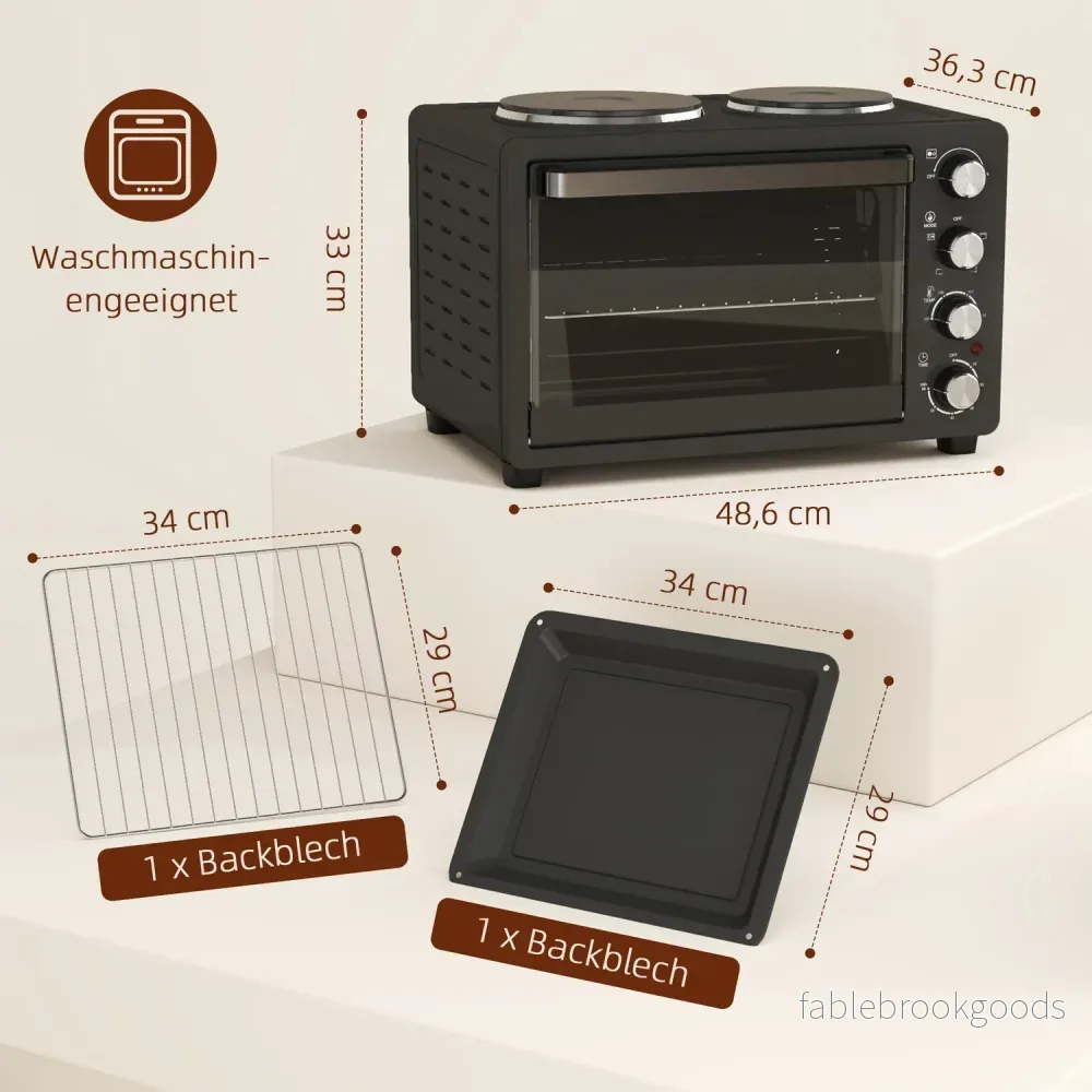 28L miniugn, 2600W, 60-min timer, dubbla värmeplattor - Bild 3