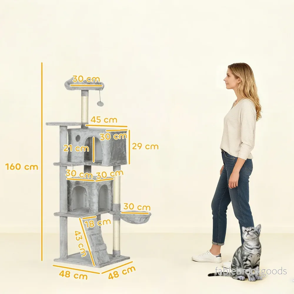 Klösträd 160 cm, Flera nivåer, Sisalstolpar, Hängmatta, Plattformar - Bild 3