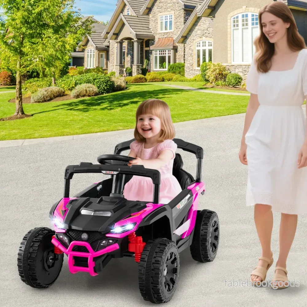 Barn – 12V elbil med fjärrkontroll Elektrisk UTV lastbil – Rosa - Bild 3