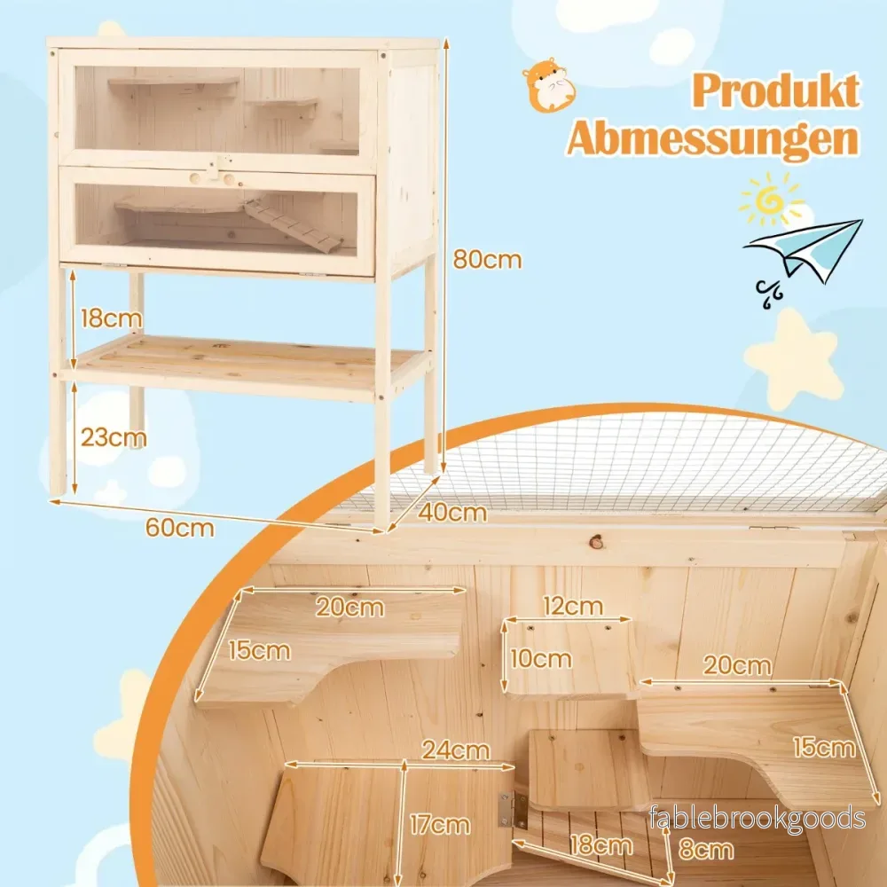 Hamsterbur – med nätfälllock och akrylplatta låsbar dörr Hamsterlöparstall – Natur - Bild 2