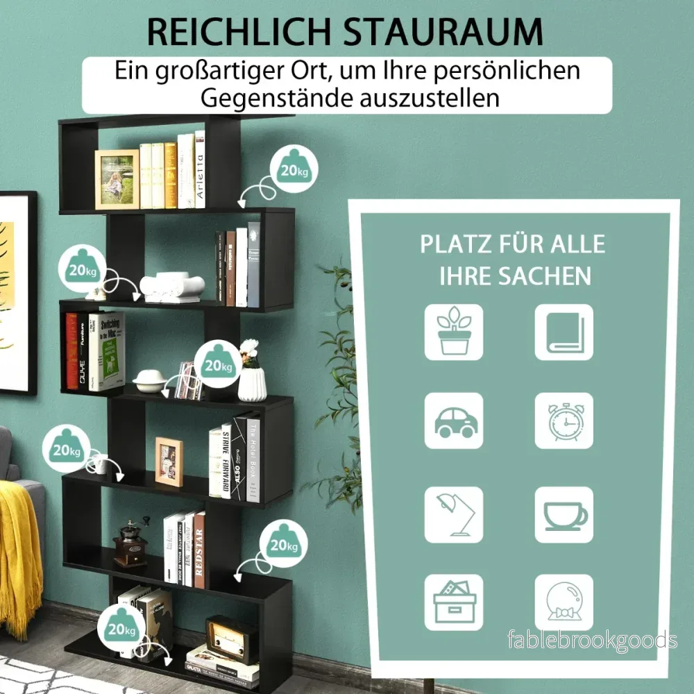 Ståhylla – nivåer S formad bokhylla förvaringshylla trä färg val – 6 – Svart - Bild 2