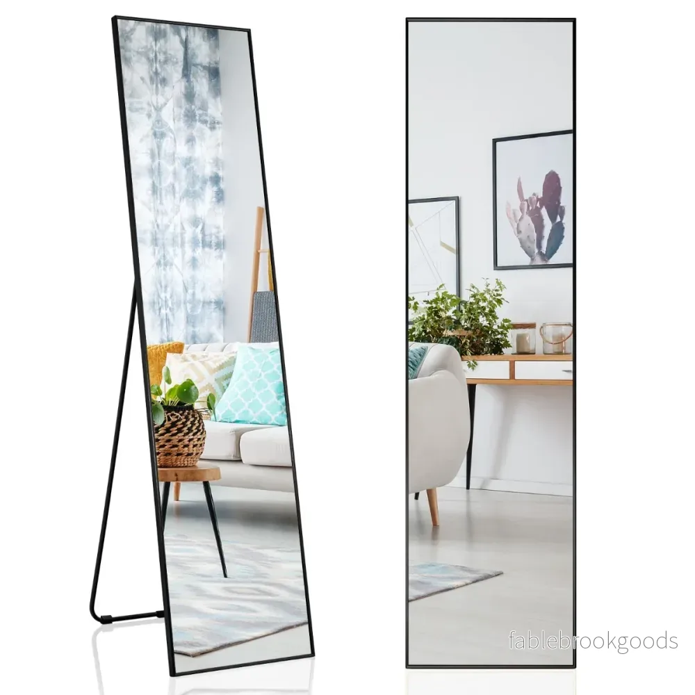 Helspegel – i stående och väggspegel gjord av splittersäkert glas – 2 1 160 x 40 cm – Svart - Bild 2