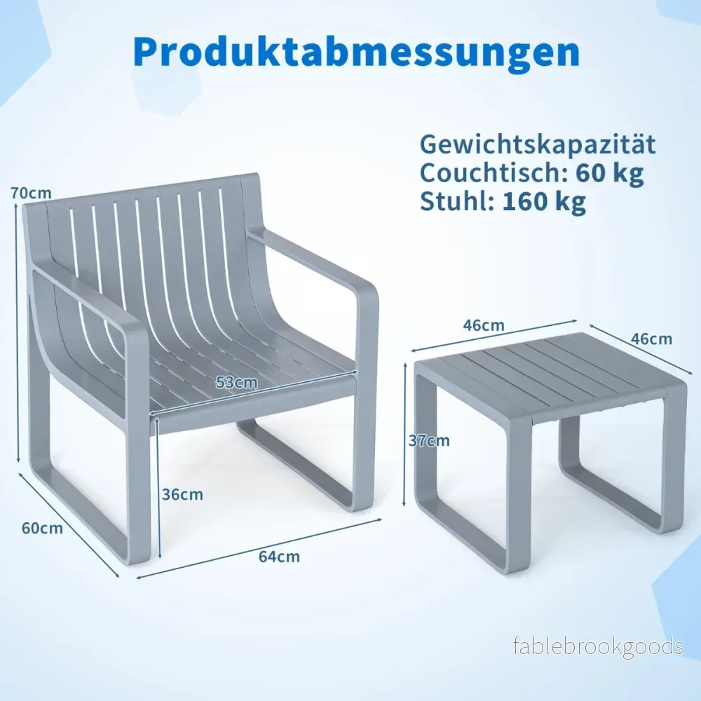 delat – trädgårdsmöbelset av PP Väderbeständigt balkongset med trädgårdsstolar och bord Balkongmöbler – 2 – Grå - Bild 2