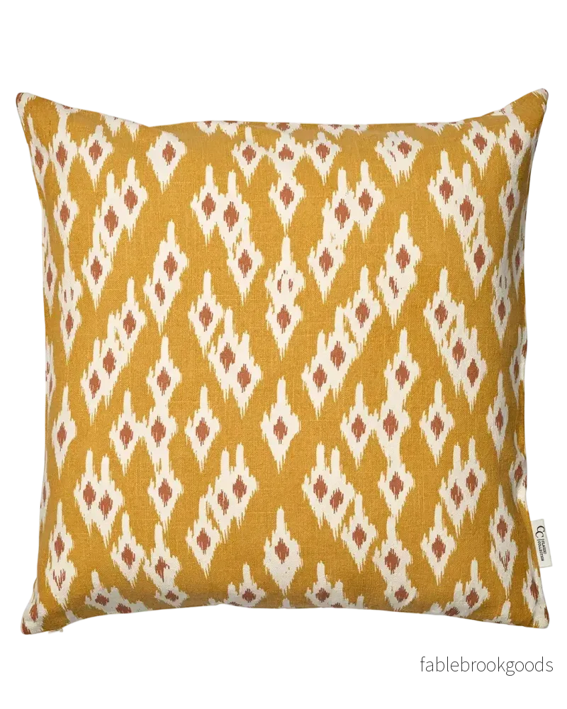 Kuddfodral Ikat Diamond Ockra