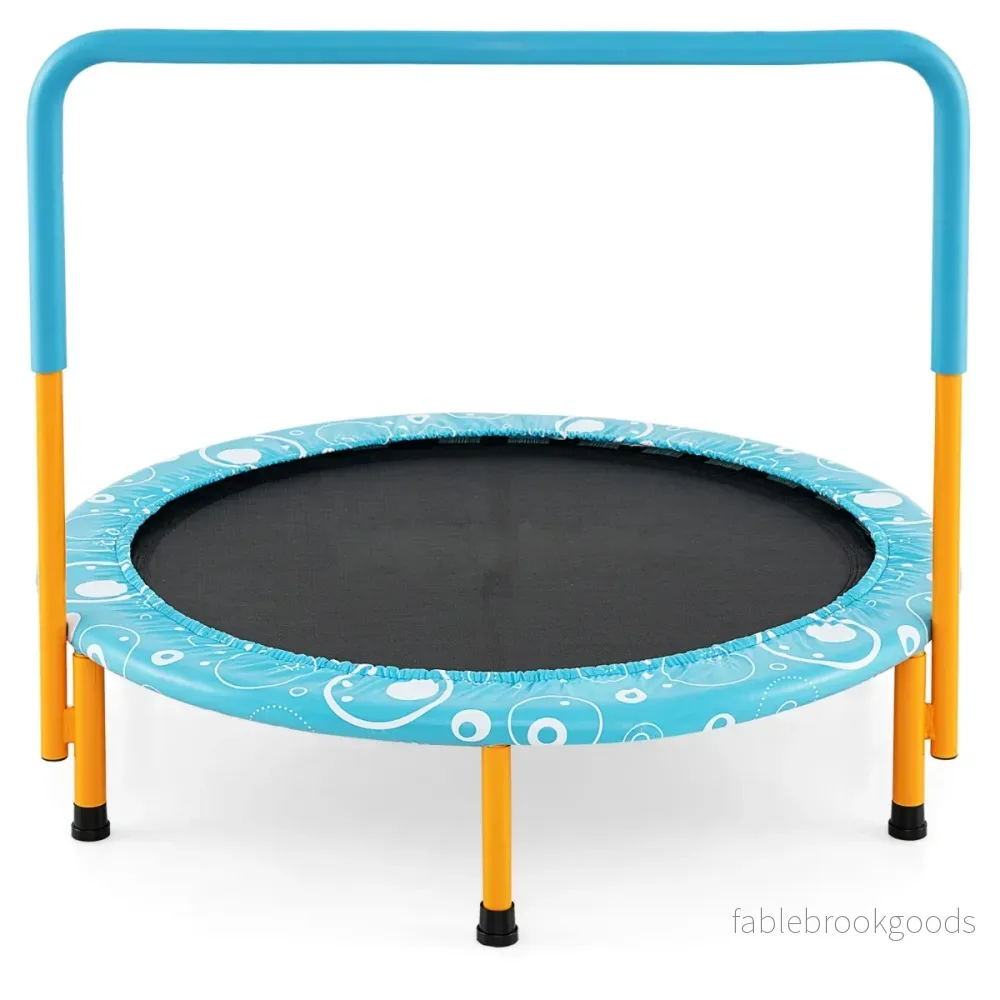 Barntrampolin – med handtag Mini upp till belastning Fällbart – 150 kg Ø 92 cm – Orange