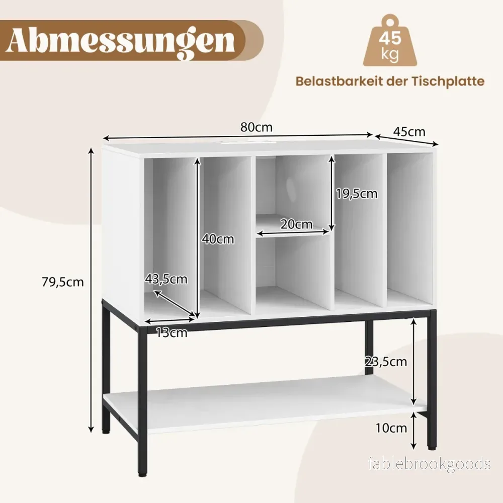 Skivspelareställ – med laddstation och vinylförvaring Sidoskåp Vinyldisplay Hylla – Vit - Bild 2