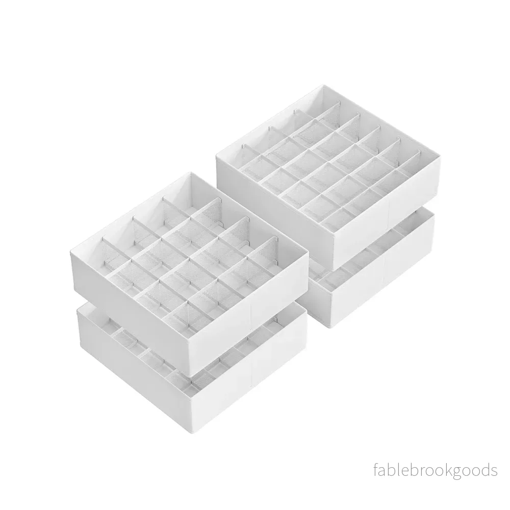 Underkläder Organizer Set om 4 med 80 fack Creme White Underkläder Organizer Set om 4 med 80 fack Creme White