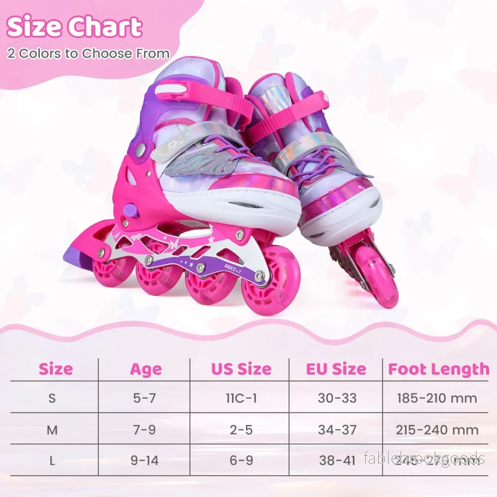 Inlineskor – För Barn Skater Storlekar Justerbara Med Lysande Hjul L – 4 – Rosa - Bild 2