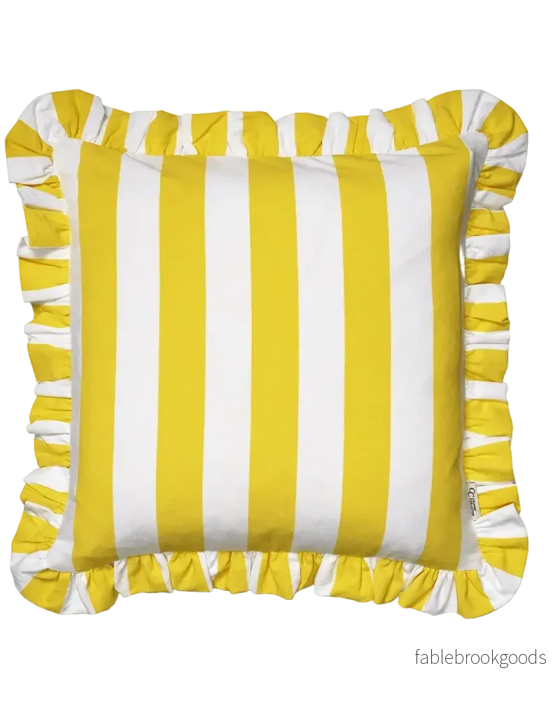 Kuddfodral Ruffle Stripes Gul