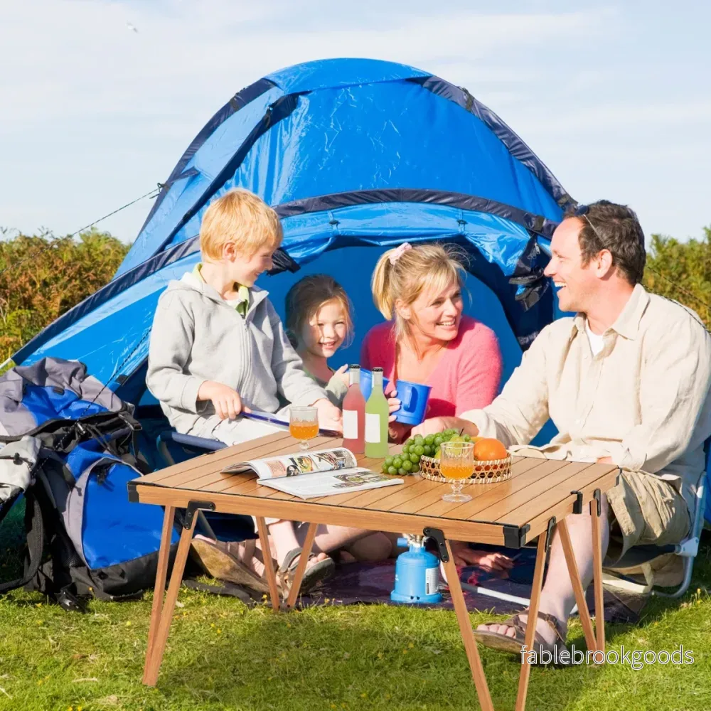 Campingbord – med vattentålig bordsskiva och bärväska picknickbord utomhusbord – Brun - Bild 3