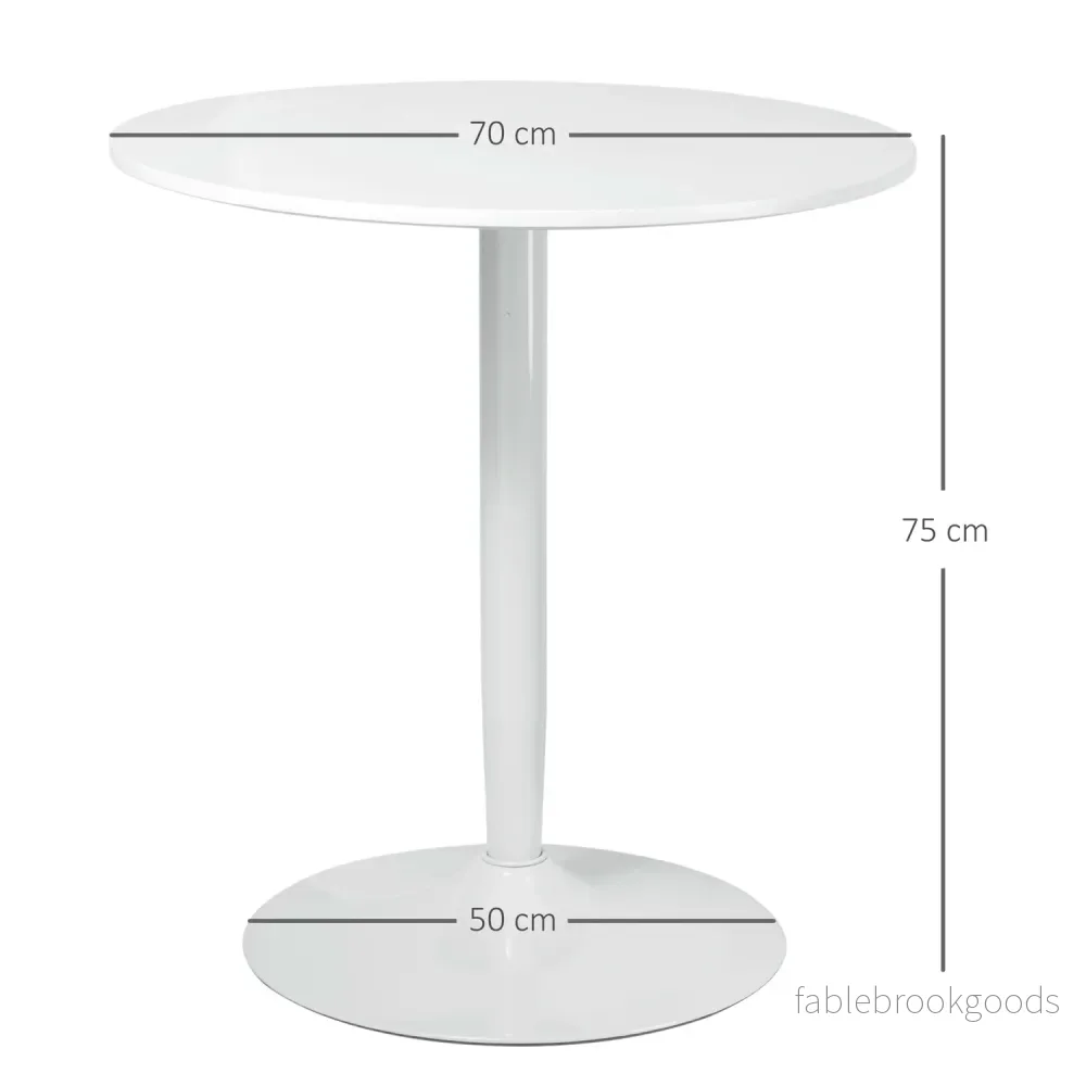 Runt matbord, Modern Vit, Stålben, Ø70 x 75 cm - Bild 3