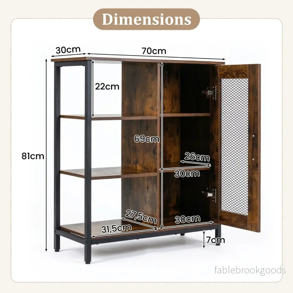 Trä – Sideboard Med Dörr och Justerbara Hyllor Köksskåp Vintage Buffetskåp – Brun - Bild 2