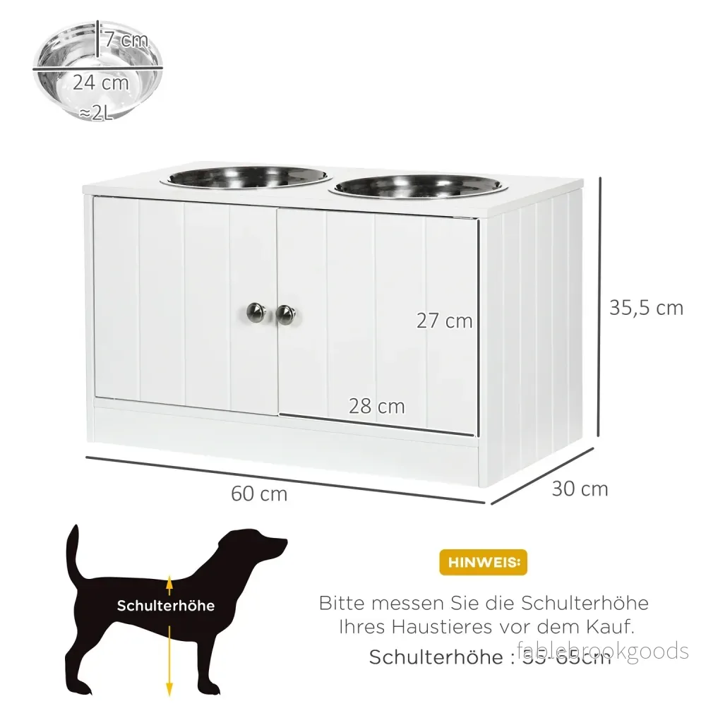 Förhöjt hundskålsställ med förvaring & 2 stålskålar - Bild 3