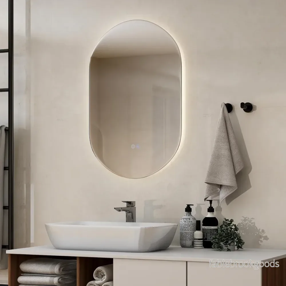 LED Väggspegel – Oval Dimbar Badrumsspegel – 80 x 50 cm – Silver - Bild 3