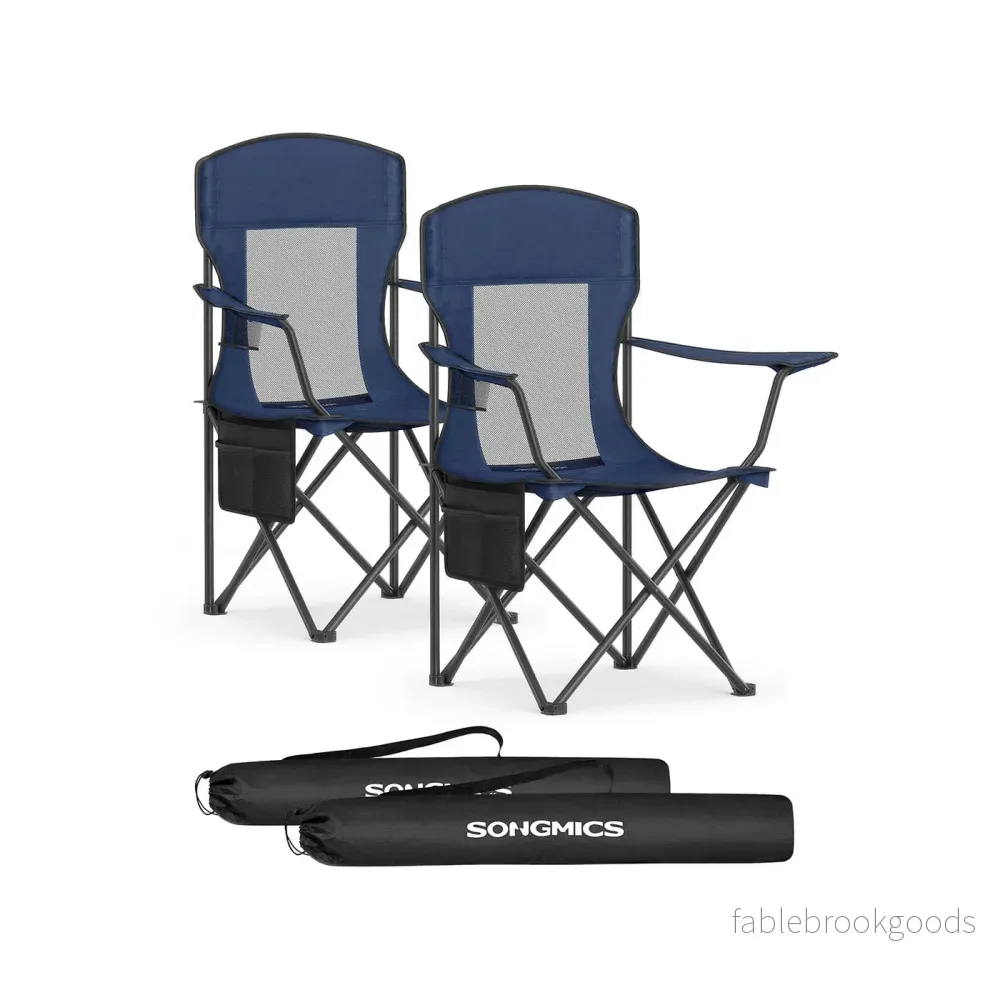 Campingstolar set om 2 – Justerbara armstöd – Hamnblå Campingstolar set om 2 – Justerbara armstöd – Hamnblå