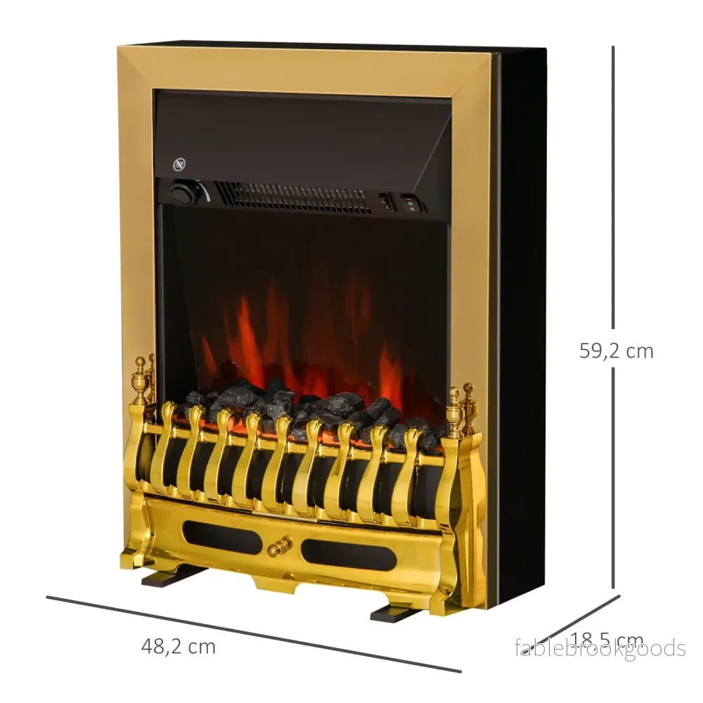 Fristående Elspis, 1000/2000W, Guld, Flameffekt - Bild 3