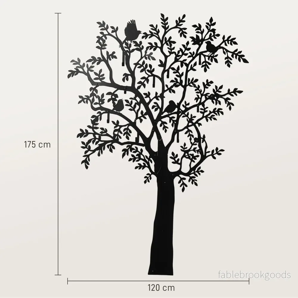 Vägghängd klädkrok, träddesign med fåglar, svart - Bild 3