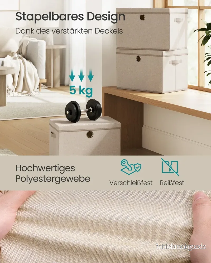 Opbergdozen - 43 x 30 x 30 cm - Set van 3 - Zandbeige - 5 kg per doos - Bild 3