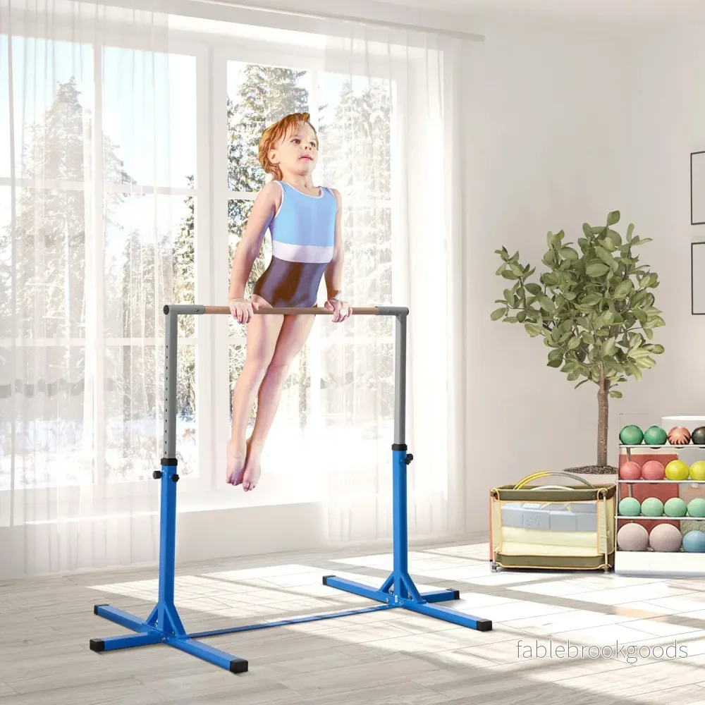 Justerbar gymnastikstång, 75 kg last, stål och trä - Bild 2