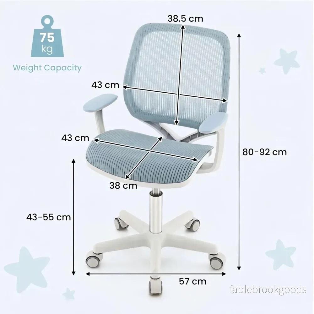 Höjdjusterbar – barnstol med sätesbroms Ergonomisk skrivbordsstol Kontorsstol – Blå - Bild 2